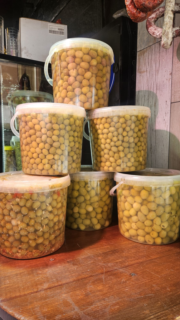 Olives in a plastic container 