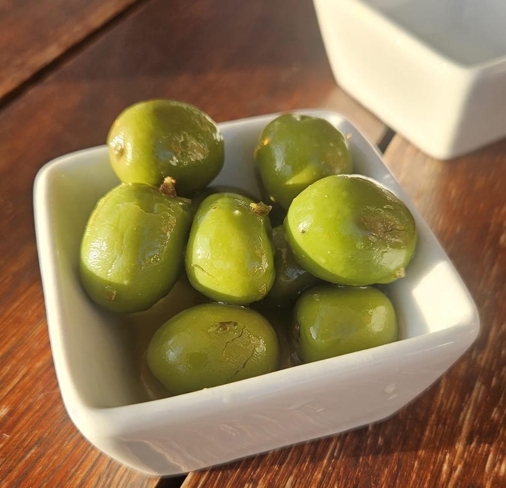 olives in a glass